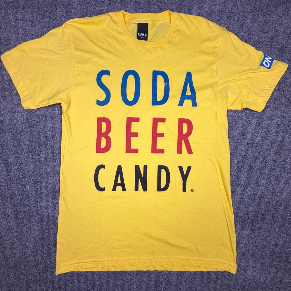 Only NY Soda Beer Candy Graphic T-Shirt Mens Medium Yellow Streetwear Bodega‎